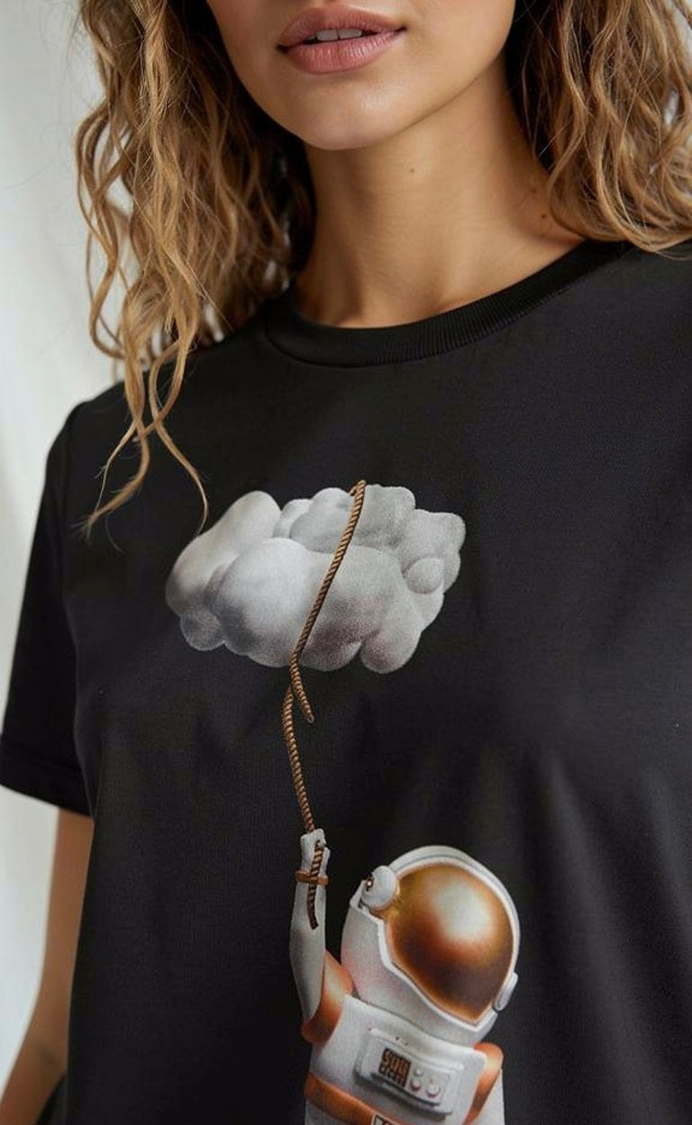 Space Man Floating Logo Supima Cotton Tee