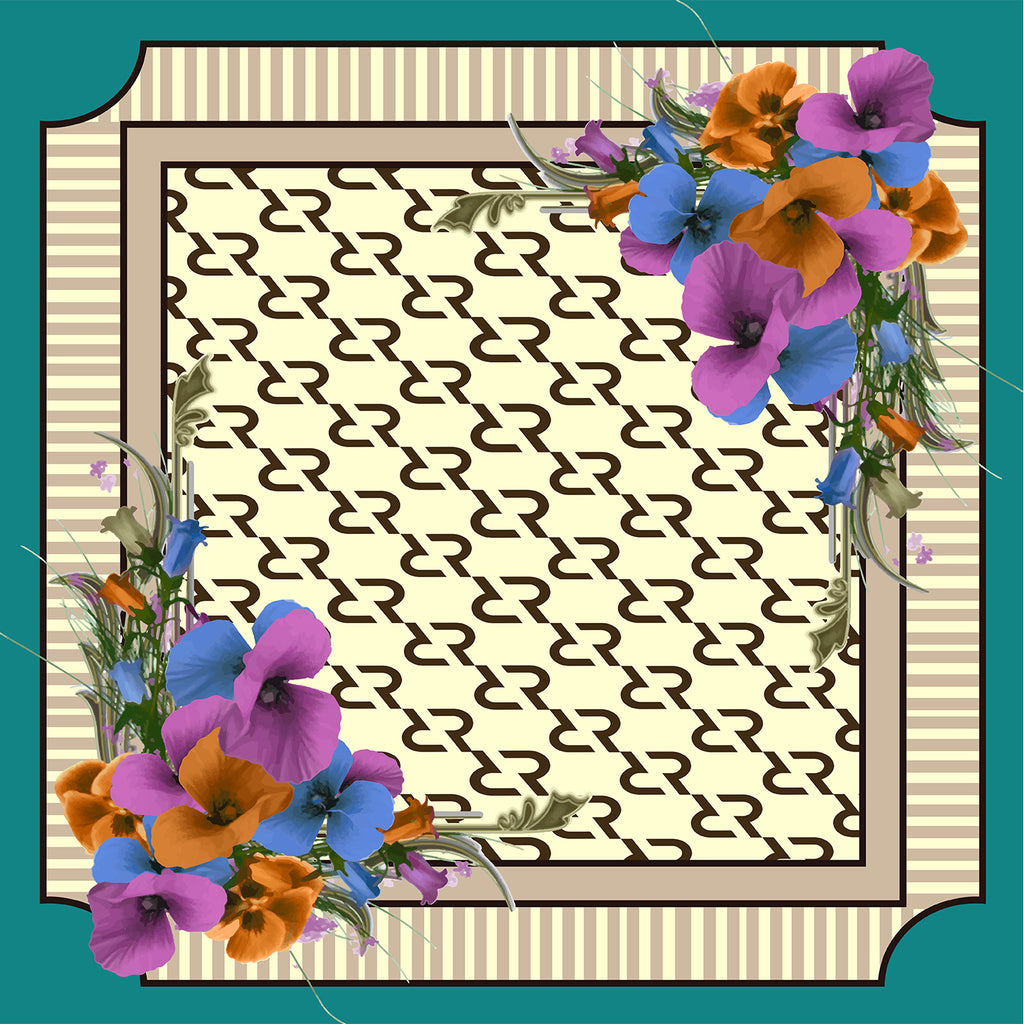 Silk Central Lotus Ramaligram  Scarf